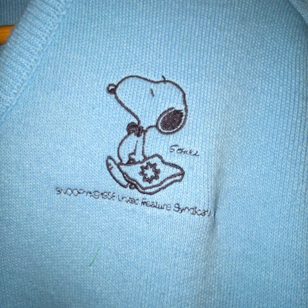 Rare Met Life Peanuts Snoopy w/ Briefcase V-neck Sweater, Vintage 90s NWOT